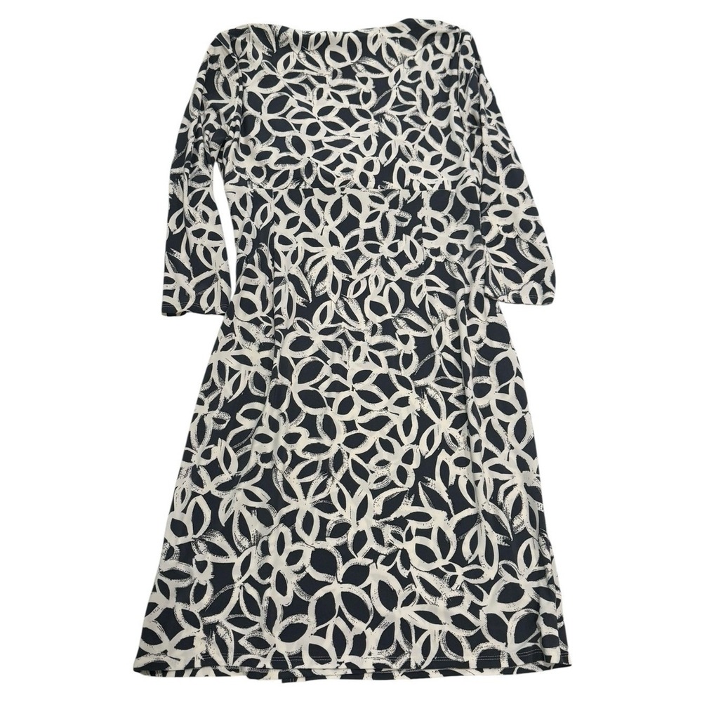 Ralph Lauren Womens Dark Grey and White Floral Pattern 3/4 Sleeve Dress Size 10 - Picture 3 of 6